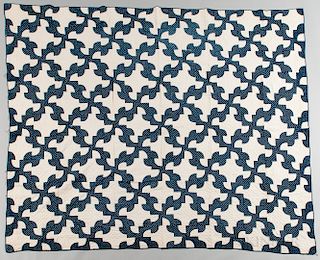 Hand-stitched Blue and White Quilt