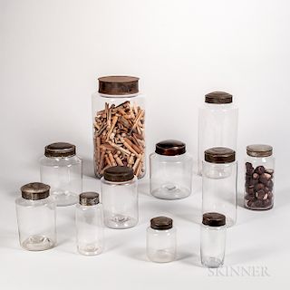 Eleven Blown Glass Storage Jars