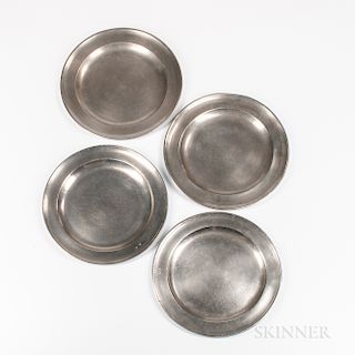 Four Late 18th Century American Pewter Chargers