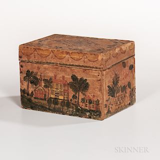 Polychrome Watercolor-decorated Paper-covered Rectangular Box