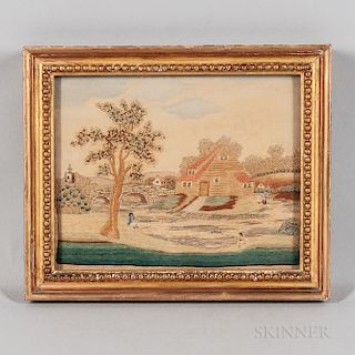 Needlework Picture of English Cottage
