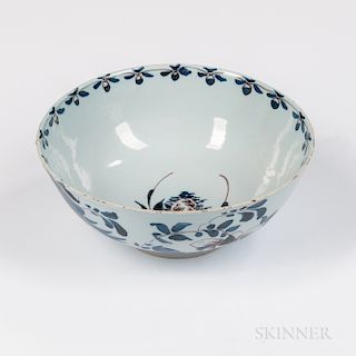 English Tin-glazed Earthenware Punch Bowl