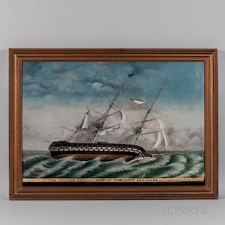 American School, Mid-19th Century  The United States Ship of The Line Delaware In the Gulf of Lyons