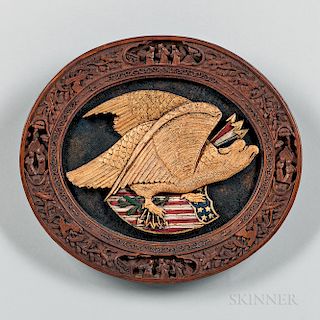 Carved, Painted, and Gilt Oval Plaque
