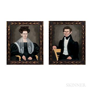 Erastus Salisbury Field (Massachusetts/New York, 1805-1900)  Pair of Portraits, a Husband and Wife
