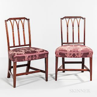 Pair of Mahogany Inlaid Square-back Side Chairs