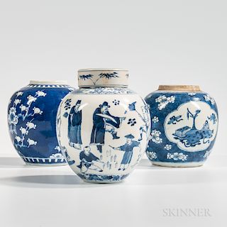 Three Export Porcelain Ginger Jars