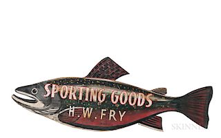 Two-sided Painted Fish-form "H.W. Fry Sporting Goods" Trade Sign