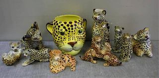 10 Italian Pottery Leopard Figures.