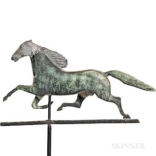 Molded Sheet Copper and Cast Zinc Running Horse Weathervane