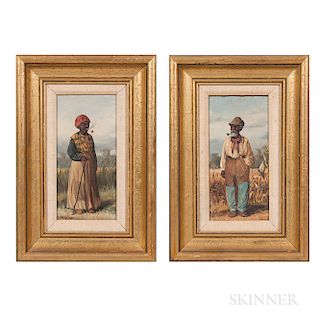 William Aiken Walker (South Carolina/Maryland, 1838-1921)  Two Works: Pair of African American Laborers