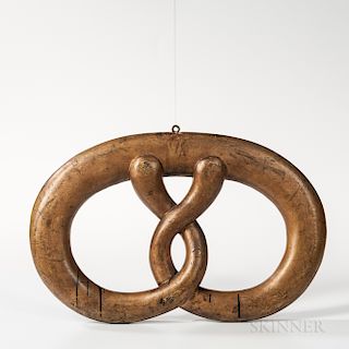 Carved and Gold-painted Pretzel Trade Sign
