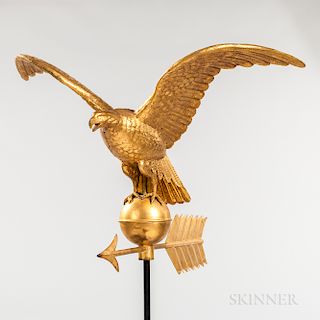 Gilt Molded Copper Spreadwing Eagle Weathervane
