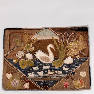 Geese in a Pond Hooked Rug