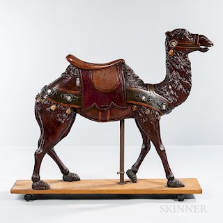 Polychrome Decorated Carved Camel Carousel Figure