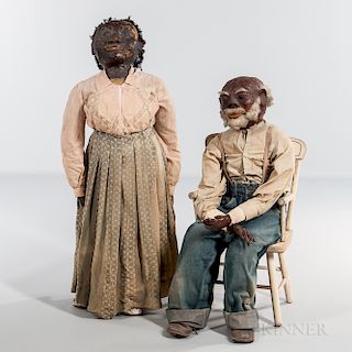 Pair of Papier-mache, Cotton, and Cloth Figures of African Americans