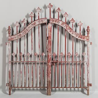 Pair of Painted Cast Iron Gates from the "Antipolier Society of Harlem,"