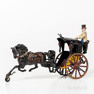 Cast Iron Horse-drawn Cab with Driver Toy