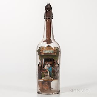 Carl Worner "Mabel Rich Saloon" Glass Bottle Whimsey Diorama