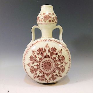 CHINESE ANTIQUE COPPER RED PORCELAIN VASE - 18TH CENTURY