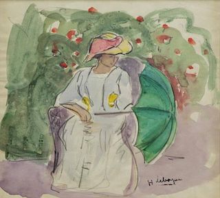 LEBASQUE, Henri Baptise. Watercolor. Woman With