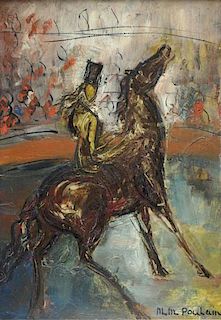 POULAIN, Michel Marie. Oil on Board. Circus Horse.