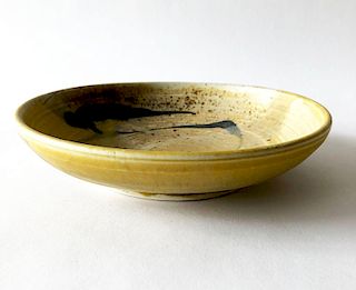 Toshiko Takaezu Studio Pottery Low Bowl with Abstract Design
