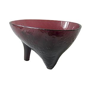 Wayne Husted For Blenko Glass Mid Century Modernist High Heel Vase Bowl