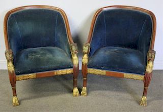 Pair of Vintage Egyptian Revival Style Chairs.