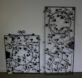 2 Black Painted Iron Gates.