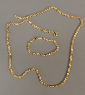 14K gold chain and bracelet, chain lg. 30 in., 23.5 gr.