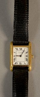 Vintage cartier tank watch, 18K gold marked electroplated Swiss.