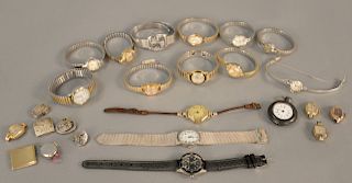 Bag lot of vintage ladies wristwatches and works, one gold