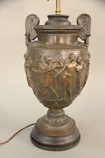 C. Delpech French classical bronze urn with classical figures marked "Art Union of London 1871 C Delpech Redt." Urn Ht. 15 in.