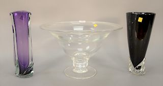Group of eight art glass pieces to include large Buechner center bowl/ vase, Matthew Buechner vase, 1984 BGH vase, Thomas Buechner g...
