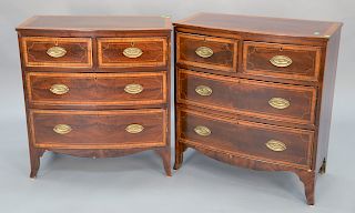 Pair George III style mahogany inlaid diminutive chest. ht. 32 in., wd. 29 1/2 in.