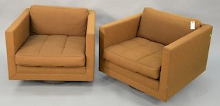 Pair of Harvey Probber cube swivel chairs signed, nice condition. ht. 22 in., seat ht. 14 in.