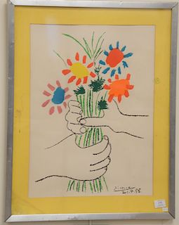 Pablo Picasso (1881-1973), lithograph, Le Bouquet of Peace, in lithograph Picasso 21. 4. 58., sheet size 23" x 17".