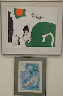 Three pieces of art to include two Akiko Shirai pencil signed Akiko 1966 lithographs, 27 1/2" x 35" and a oil on canvas signed A.B. ...