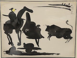 Pablo Picasso (1881-1973), lithograph, "Toros: Passe de Cape," 11.11.59 II, pencil numbered #172/500. Sheet size 16 1/4" x 21"
