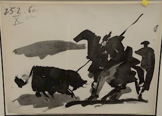 Pablo Picasso (1881-1973), lithograph, bull fight, 25.2.60 X, pencil numbered lower left #172/500. Sheet size 16 1/4" x 21"