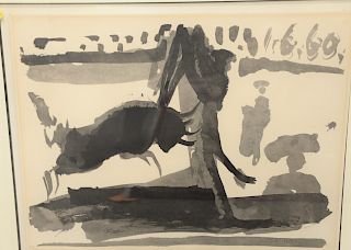 Pablo Picasso (1881-1973), lithograph, bullfight toros cape, pencil numbered #172/500. Sheet size 16 1/4" x 21"