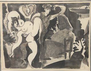 Pablo Picasso (1881-1973), lithograph, "Picador et Danseuse," 11.6.60 VII, pencil numbered # 172/500. Sheet size 16 1/2" x 21"