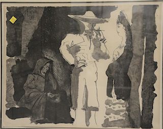 Pablo Picasso (1881-1973), lithograph, Planch #2 "Picador et Femme," 17.6.60 VI, pencil numbered #172/500. Sheet size 16 1/4" x 21"
