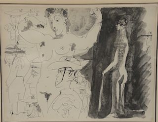 Pablo Picasso (1881-1973), lithograph, "Feuille d'etudes," 16.6.60 III, pencil numbered #172/500. Sheet size 16 1/4" x 21"