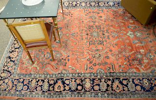 Sarouk Oriental carpet, ends frayed. 7' 7" x 10' 8".