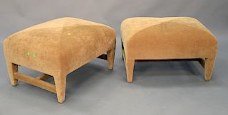 Pair of Donghia velvet upholstered footstools. ht. 17 in., top: 24" x 31".