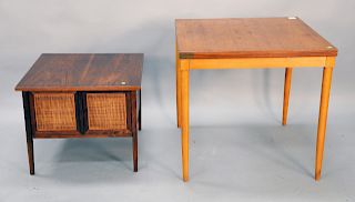 Three piece lot to include 70's caned walnut stand with two doors, some slight canning losses and age appropriate wear. ht. 21 1/4 i...