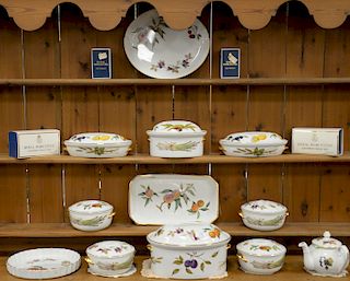 Twenty-two piece set of Royal Worcester Evesham flameproof porcelain serving covered pots, tureens, ramekins, etc.