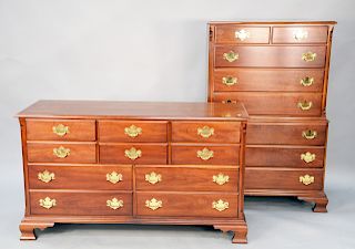Two piece Statton cherry chests to include cheston chest and double chest. tallest ht. 55 in., wd. 36 in.